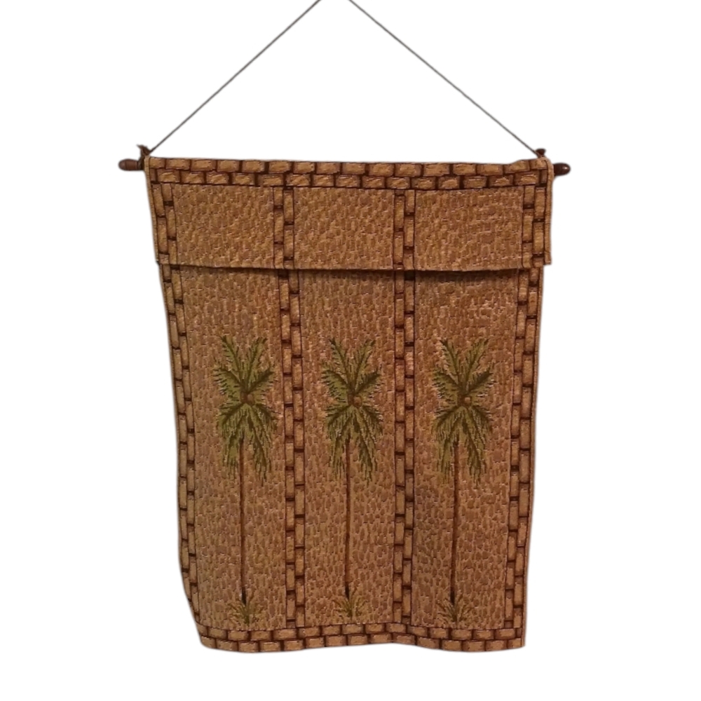Palm Tree Wall Hangings Tapestry 3 Panels Woven Decor 26x35 no rods